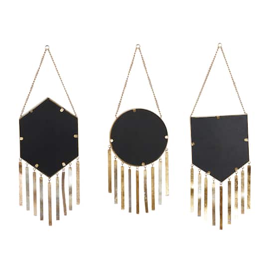 Set of 3 Gold Metal Farmhouse Wall Mirror, 9" x 27"